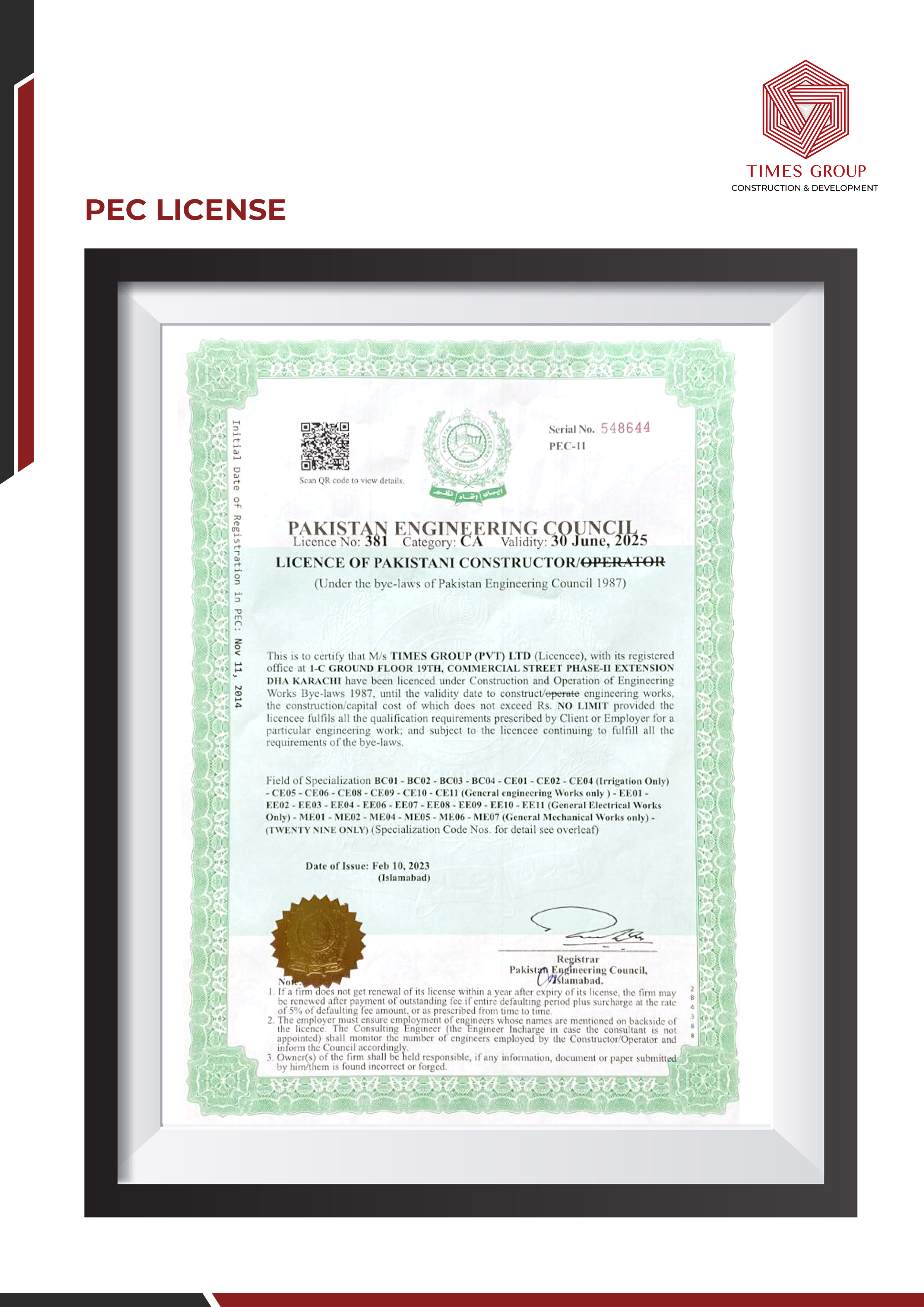 PEC license